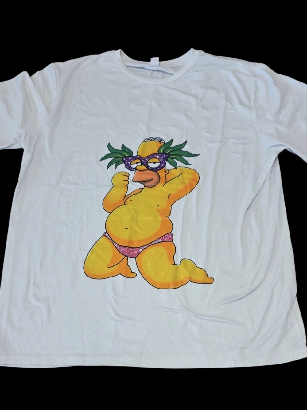 White Graphic Men's T-Shirt with Yellow Cartoon Print